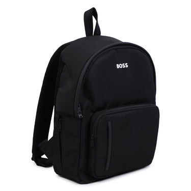 BOSS Backpack o mochila para niño y adolescente color negro pequeño logo blanco